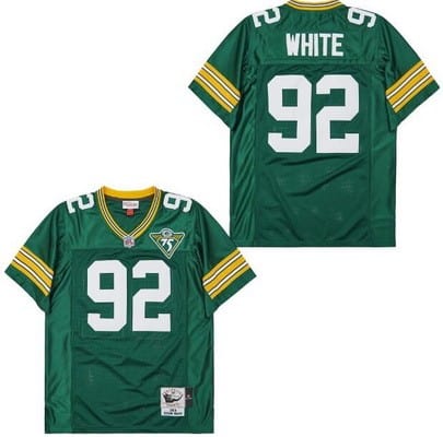 Green Bay Packers #92 Reggie White Green 75th 1993 Throwback Jersey
