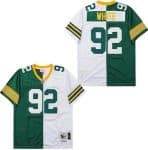 Green Bay Packers #92 Reggie White Green White Split 1996 Throwback Jersey