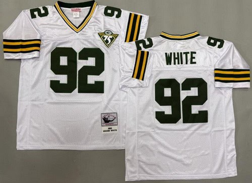 Green Bay Packers #92 Reggie White White 75th 1993 Throwback Jersey