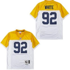 Green Bay Packers #92 Reggie White White Yellow 1994 Throwback Jersey