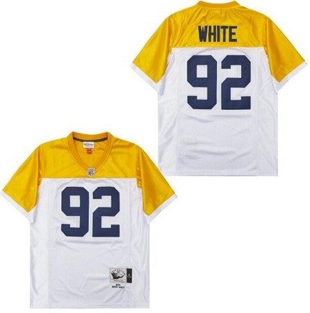 Green Bay Packers #92 Reggie White White Yellow 1994 Throwback Jersey