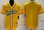 Green Bay Packers Blank Yellow Baseball Jersey