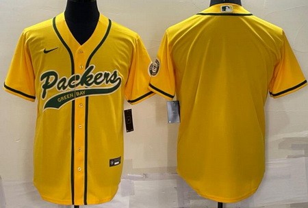Green Bay Packers Blank Yellow Baseball Jersey