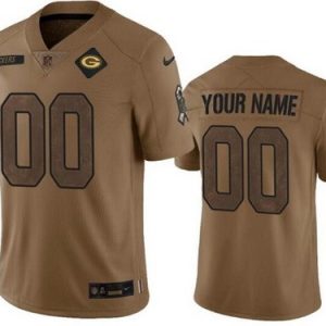 Green Bay Packers Customized Brown 2023 Salute To Service Jersey
