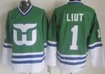 Hartford Whalers #1 Mike Liut Green Throwback Jersey