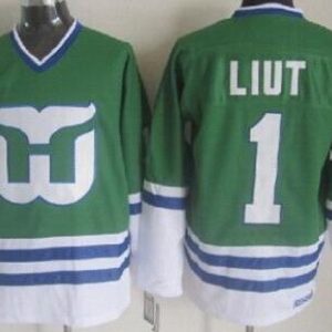 Hartford Whalers #1 Mike Liut Green Throwback Jersey