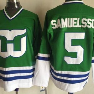 Hartford Whalers #5 Ulf Samuelsson Green Throwback Jersey