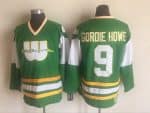 Hartford Whalers #9 Gordie Howe Green Yellow Throwback Jersey