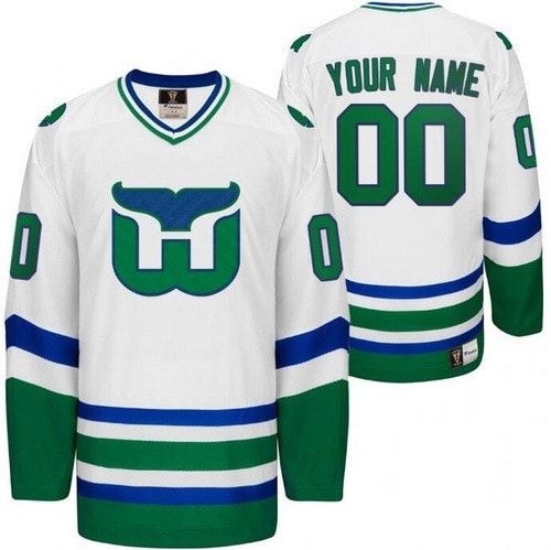Hartford Whalers Customized White Throwback Jersey