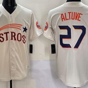 Houston Astros #27 Jose Altuve Cream Throwback Cooperstown Limited Jersey