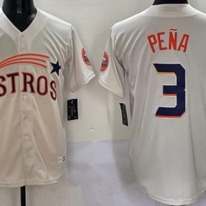 Houston Astros #3 Jeremy Pena Cream Throwback Cooperstown Limited Jersey
