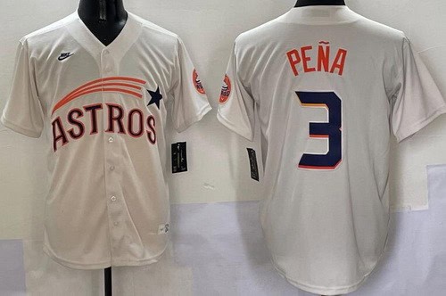 Houston Astros #3 Jeremy Pena Cream Throwback Cooperstown Limited Jersey