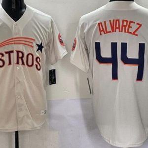 Houston Astros #44 Yordan Alvarez Cream Throwback Cooperstown Limited Jersey