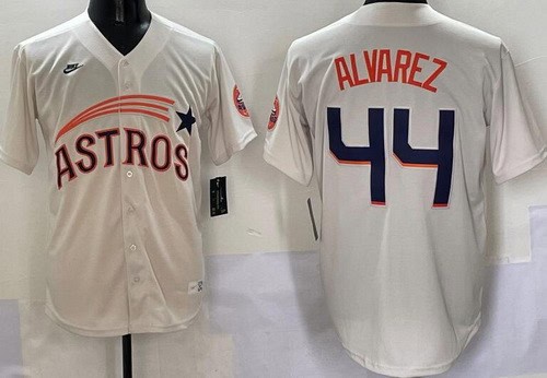 Houston Astros #44 Yordan Alvarez Cream Throwback Cooperstown Limited Jersey
