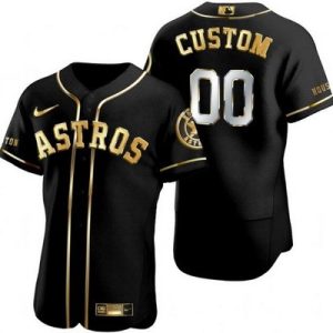 Houston Astros Customized Black Gold Authentic Jersey
