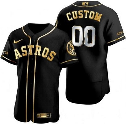 Houston Astros Customized Black Gold Authentic Jersey