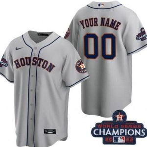 Houston Astros Customized Gray 2022 World Series Champions Team Logo Cool Base Jersey