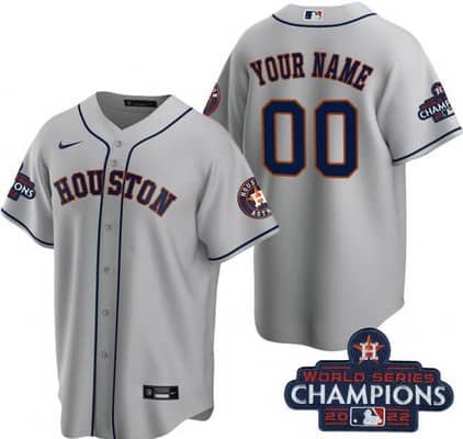 Houston Astros Customized Gray 2022 World Series Champions Team Logo Cool Base Jersey