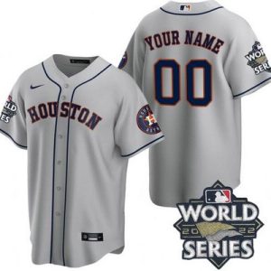 Houston Astros Customized Gray Team Logo 2022 World Series Cool Base Jersey