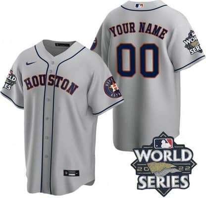 Houston Astros Customized Gray Team Logo 2022 World Series Cool Base Jersey