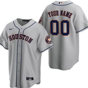 Houston Astros Customized Gray Team Logo Cool Base Jersey