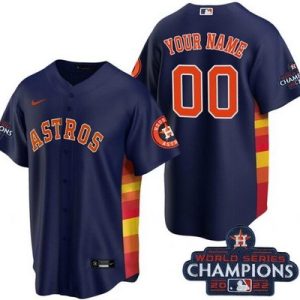 Houston Astros Customized Navy 2022 World Series Champions Team Logo Cool Base Jersey