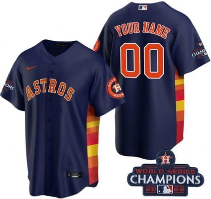 Houston Astros Customized Navy 2022 World Series Champions Team Logo Cool Base Jersey