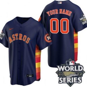 Houston Astros Customized Navy Team Logo 2022 World Series Cool Base Jersey