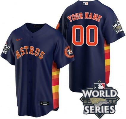 Houston Astros Customized Navy Team Logo 2022 World Series Cool Base Jersey