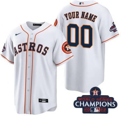 Houston Astros Customized White 2022 World Series Champions Team Logo Cool Base Jersey