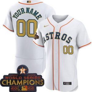 Houston Astros Customized White 2023 Gold Collection Authentic Jersey