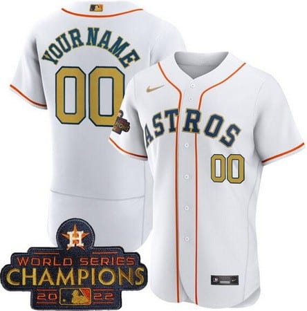 Houston Astros Customized White 2023 Gold Collection Authentic Jersey