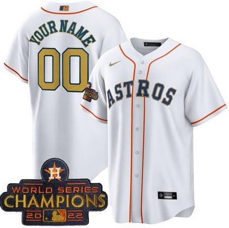 Houston Astros Customized White 2023 Gold Collection Cool Base Jersey