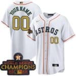 Houston Astros Customized White 2023 Gold Collection Player Number Cool Base Jersey