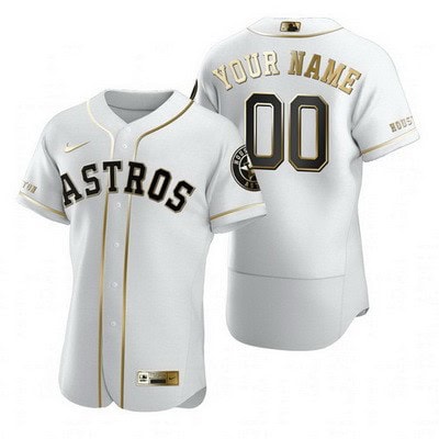Houston Astros Customized White Gold 2020 FlexBase Jersey
