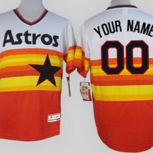 Houston Astros Customized White Orange Throwback Cool Base Jersey