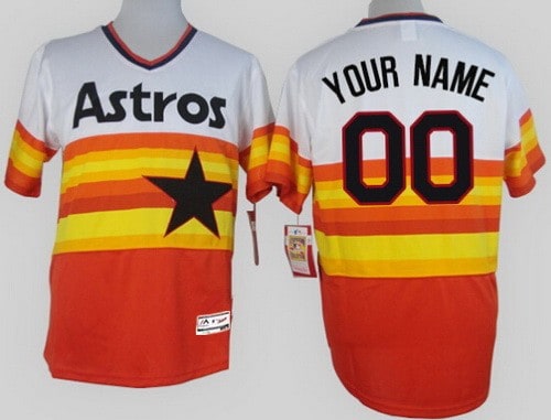 Houston Astros Customized White Orange Throwback Cool Base Jersey