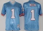 Houston Oilers #1 Warren Moon Light Blue Throwback Jersey