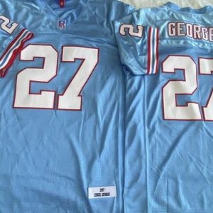 Houston Oilers #27 Eddie George Light Blue 1997 Throwback Jersey