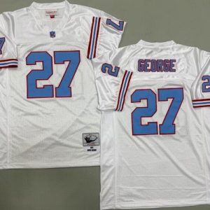 Houston Oilers #27 Eddie George White 1996 Throwback Jersey