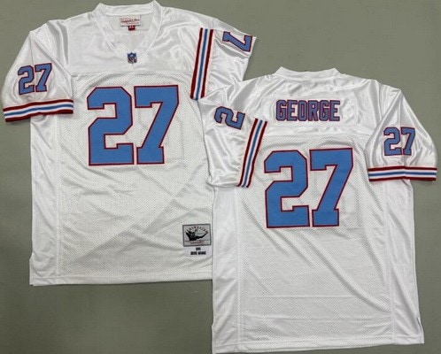 Houston Oilers #27 Eddie George White 1996 Throwback Jersey