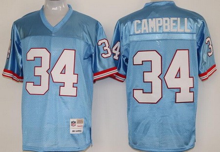 Houston Oilers #34 Earl Campbell Light Blue Throwback Jersey