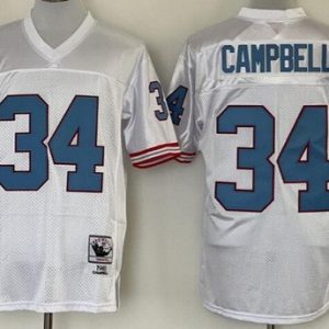 Houston Oilers #34 Earl Campbell White Throwback Jersey