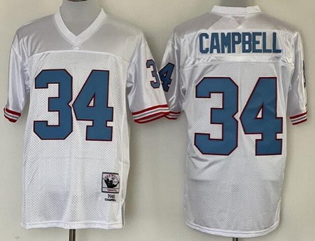 Houston Oilers #34 Earl Campbell White Throwback Jersey