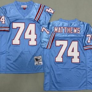 Houston Oilers #74 Bruce Matthews Light Blue 1988 Throwback Jersey