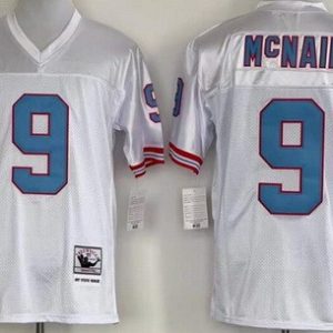 Houston Oilers #9 Steve McNair White Throwback Jersey