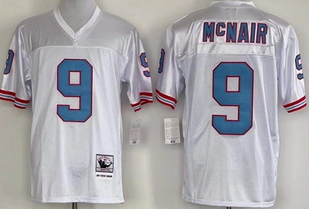 Houston Oilers #9 Steve McNair White Throwback Jersey