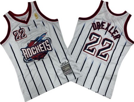 Houston Rockets #22 Clyde Drexler White 1996 Throwback Swingman Jersey