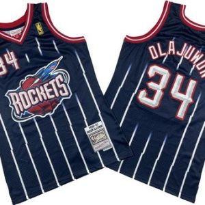 Houston Rockets #34 Hakeem Olajuwon Navy 1996 Throwback Swingman Jersey