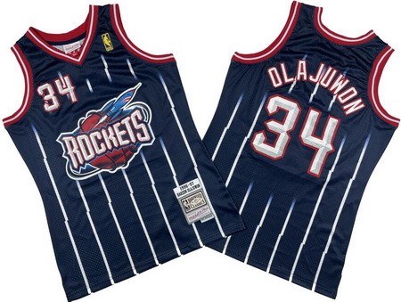 Houston Rockets #34 Hakeem Olajuwon Navy 1996 Throwback Swingman Jersey